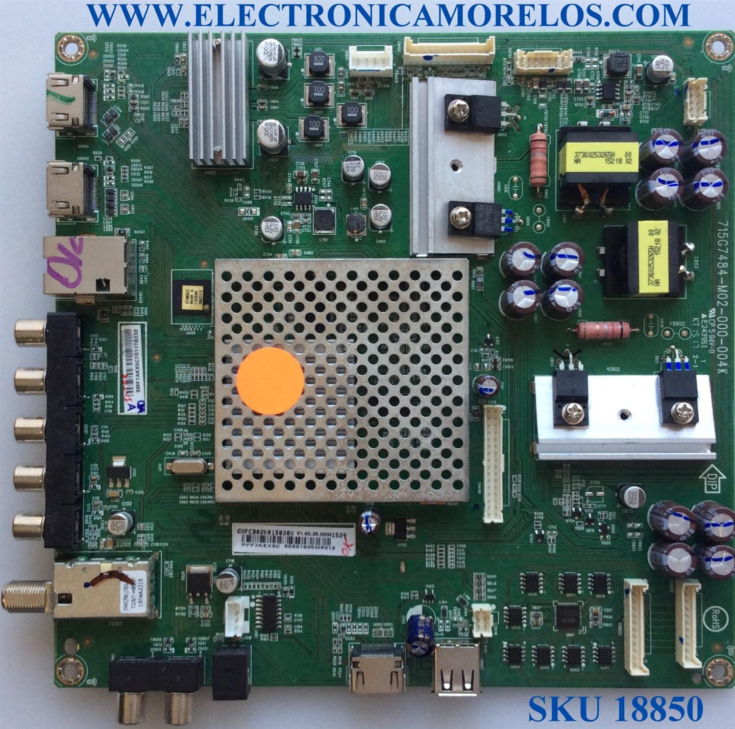 MAIN / FUENTE / (COMBO) / VIZIO GXFCB02K015 / 715G7484-M02-000-004K / GXFCB02K015020X / E243951 / PANEL TPT550J1-HVN08.U REV:S110A / MODELOS E55-C1 LTCWSHAR / E55-C1 / E55-C1 LTC7SHAR